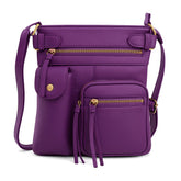 Super Soft Genuine Leather Crossbody Bag with Top Belt Accent – Classic Bronze Hardware